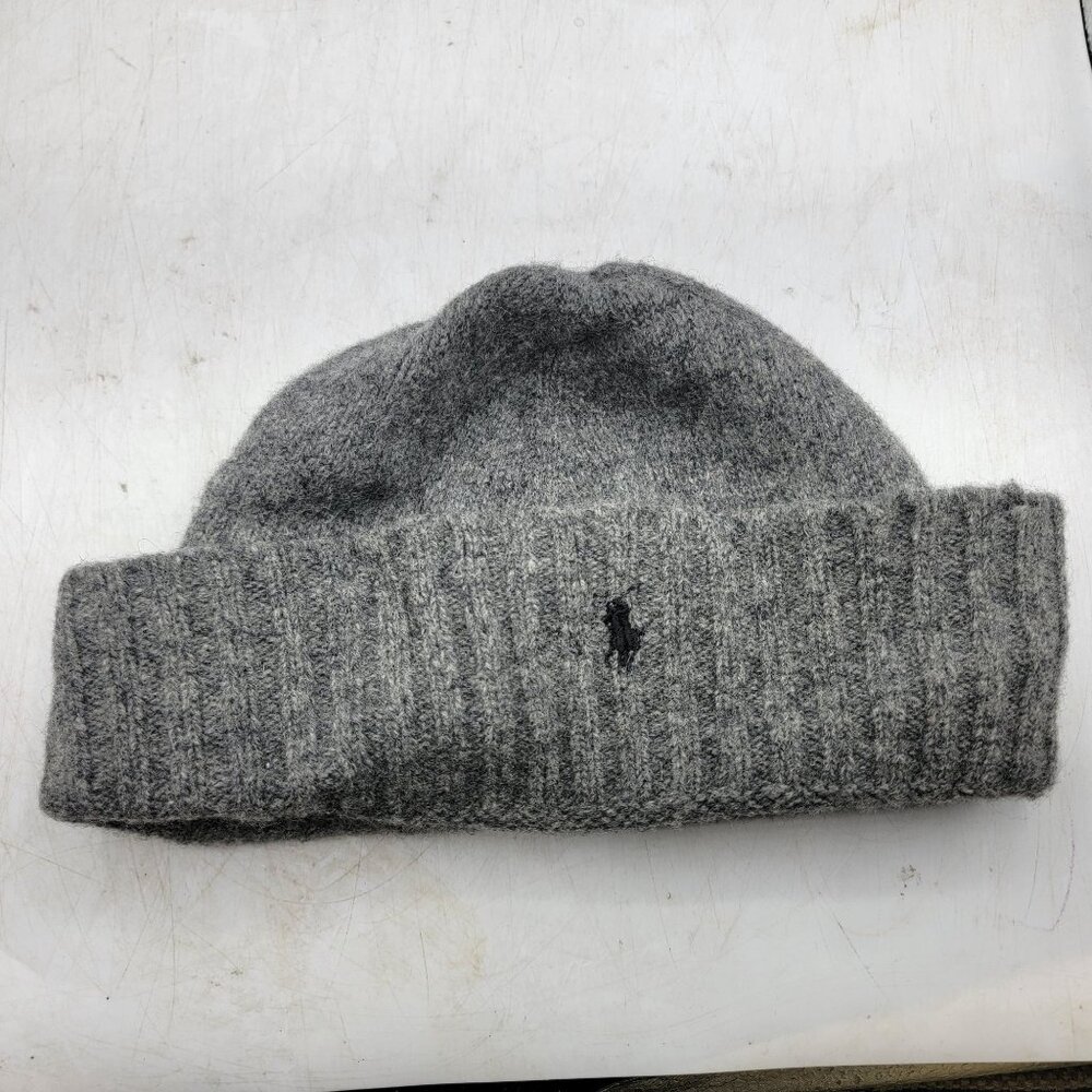 Polo By Ralph Lauren Gray Lambswool Womens Beanie Winter Warm Casual Outdoors